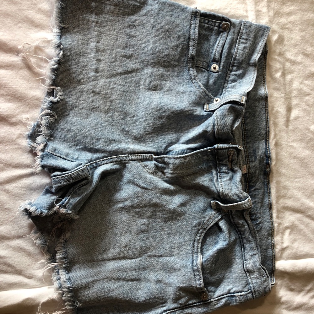 Light wash jean shorts